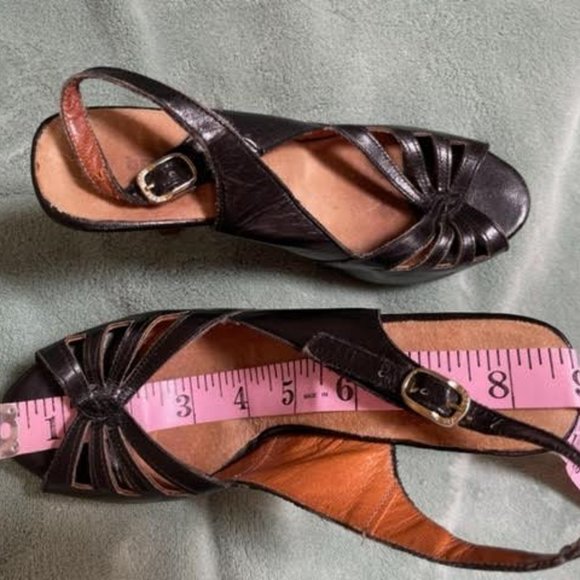 Vintage Black Leather Slingback heels size 5 - Picture 7 of 8